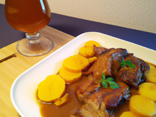 Veau braisé aux coings et à la bière