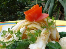 Goujonnettes de filets de sole aux pâtes fraîches et huîtres Arcachon Cap Ferret