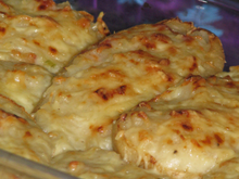 Christophine gratinée à la béchamel aux lardons et oignons