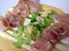 Les deux pieds, veau et céleri en salade façon taoiste