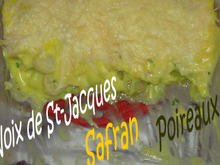 Gratin safrané aux poireaux et aux St-Jacques