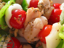 Brochettes de légumes et de noix de Saint-Jacques à l'anis