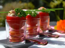 Tomates à la coque et carpaccio radis-carottes (verrines)