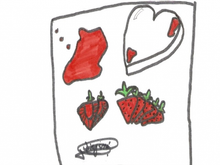 Cœur glacé à la violette et sa soupe de fraises