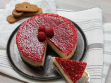 Cheesecake au chocolat blanc et aux framboises