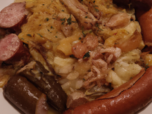 Cassolette  de Choucroute  & saucisses de Montbéliard