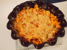 Crumble de potiron et dés de jambon et tomates
