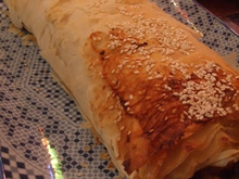 Strudel au potiron, châtaigne et poulet