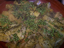 Tajine de poulet aux pomme de terre, fenouil et petits pois
