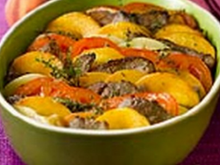 Tian d'agneau aux pêches d'ici