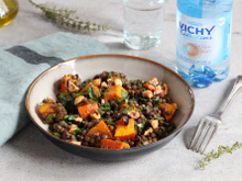 Salade de lentilles au potimarron et noisettes