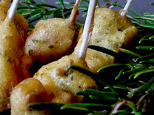 ChupaChups de lapin à la moutarde et au romarin