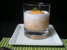 Purée déstructurée céleri/carotte/pomme de terre à la crème d'oignon