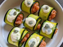 Courgettes farcies saumon et kiwi au chèvre