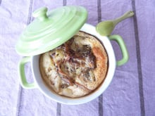 Clafouti aux cèpes, confit de canard et Boursin 3 poivres