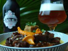 Wok de bœuf à la bière et sa mousse de Fourme d'Ambert