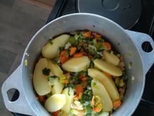 Fondue de poireaux et boulgour aux herbes