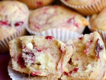 Muffins aux cranberries et chocolat blanc