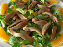 Salade de cœurs de canard à l'orange