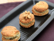 Bouchées à la Fourme d'Ambert, patate douce et aux noix