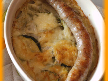 Chipolatas et son gratin endives et courgettes