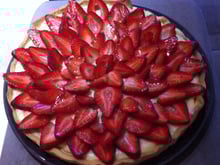 Tarte aux fraises, menthe et crème pâtissière