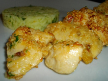 Poulet au sésame et riz à la coriandre