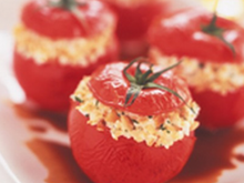 Petites tomates farcies à la Brique de chèvre, amandes, ail et persil