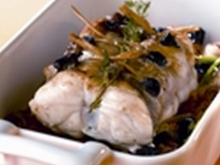 Lotte rôtie aux olives noires