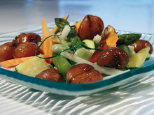 Wok de légumes d'automne aux châtaignes Périgord Limousin grillées
