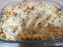 Gratin de pâtes lardons-mozzarella