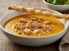 Velouté de butternut foie gras et noisettes