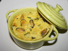 Flan de moules aux courgettes et fromage blanc
