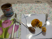 Muffins au potimarron, cœur à la crème de marrons