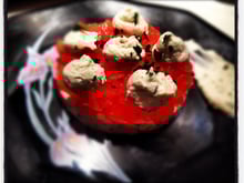 Tartare de tomate et sa mousse de chèvre frais