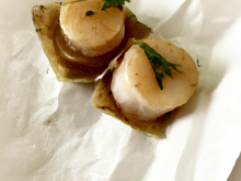 St-Jacques au foie gras en papillote