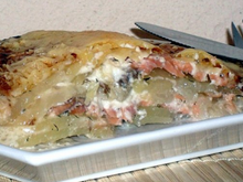 Gratin de truite fumée au céleri-rave