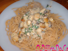 Spaghetti aux Saint Jacques et aux champignons