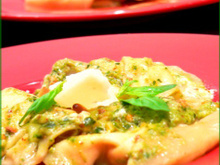 Ravioles de chèvres, tomates confites et pesto