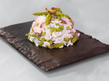 Risotto au canard confit et légumes verts