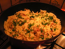 Macaronis au curry de porc