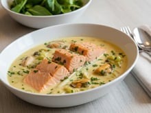 Blanquette de saumon aux poireaux