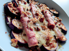 Gratin d'aubergine au jambon de Parme et noix de pécan