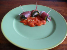 Rouleau de courgette au jambon de parme et tartare