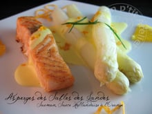 Asperges des sables des Landes, saumon, sauce hollandaise  à l'orange