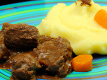 Carbonnade à l'irlandaise et son trio de purée aux couleurs irlandaises