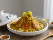 Tajine de poulet au citron confit et au safran