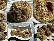 Boulettes de vitelotte au poulet en croûte de sésame et fleur de sel