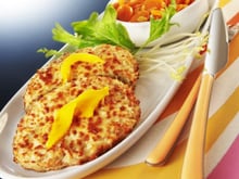 Haché de poulet gratiné et fondue de carottes au cumin et à l'orange