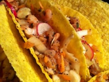 Les Cancun Tacos: saumon, crevettes et crudités !